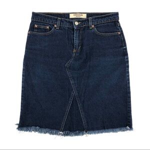 Paris Blues Blue Button Closure Midi Skirt | Made in USA